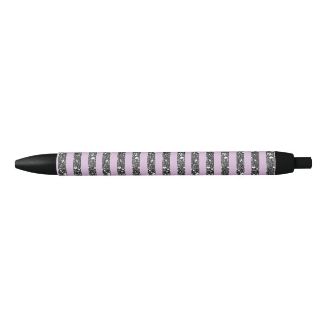 Lavendel Lilac Lila Silver Glitzer Streifen Kugelschreiber (Vorderseite)