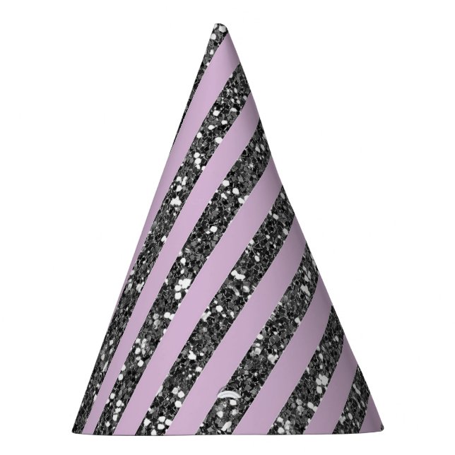 Lavendel Lilac Lila Silver Glitzer Streifen Party Partyhütchen (Rechts)