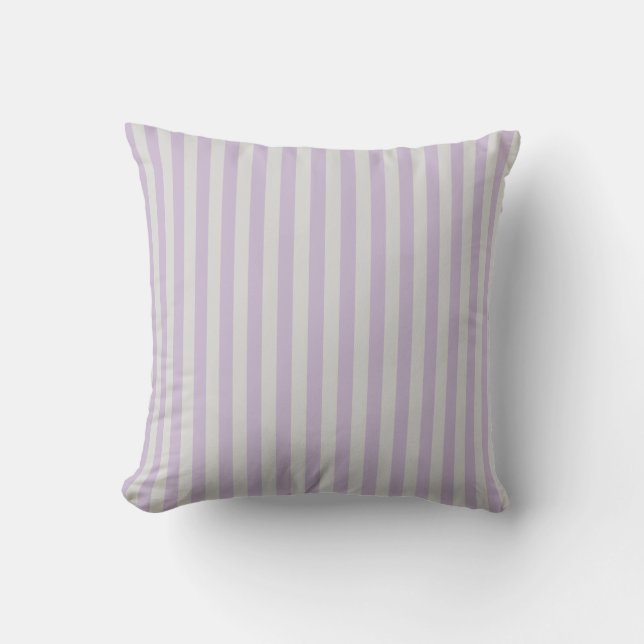 Lavendel Lilac Lila und graue Streifen Kissen (Vorderseite)