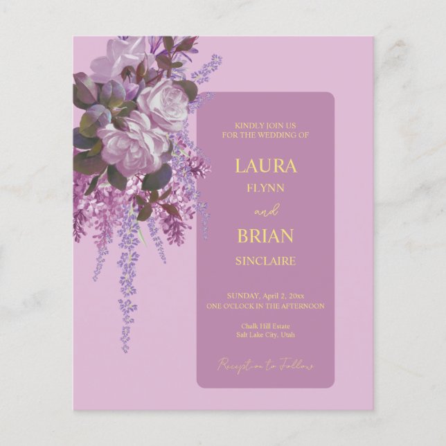 Lavendel, Lilacs, Rose, Einladung zur Hochzeit (Vorderseite)