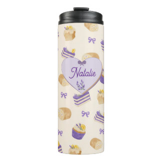 Lavendel-Limonenkuchen-Wasserfarben-Backdesign Thermosbecher