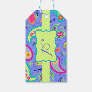 Lavendel-Limones grünes Monogramm modernes Paisle Geschenkanhänger