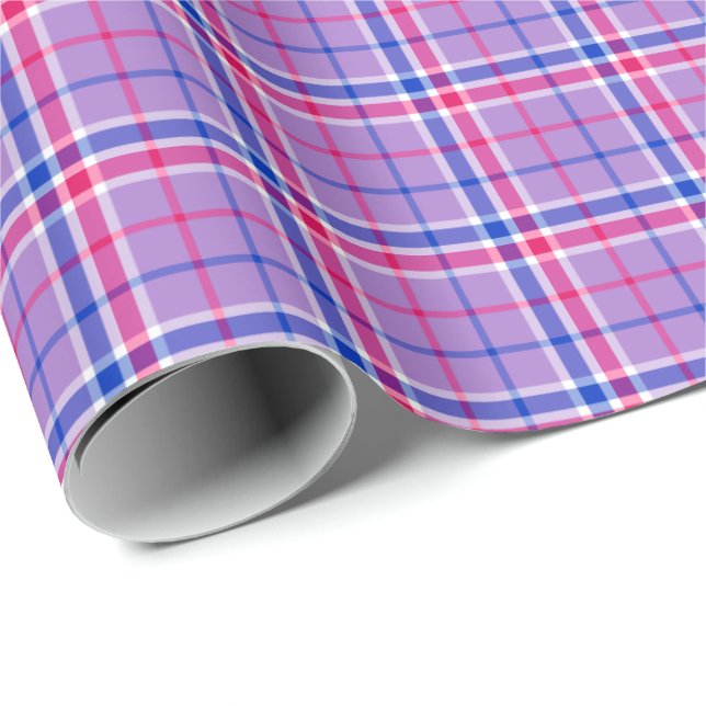 Lavendel, Magenta und blaues kariertes Geschenkpapier (Rolleneckpunkt)