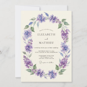 Lavendel-Malerische Blumige Hochzeit Einladung