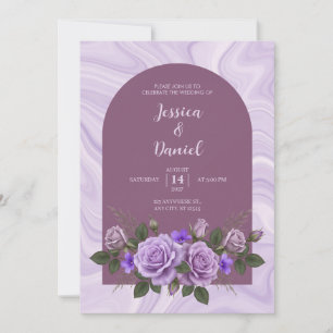 Lavendel-Marmor-Mauve-Blumen-Hochzeits-Einladung Einladung