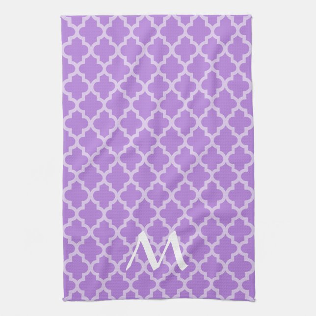 Lavendel marokkanischer Moods Quatrefolie mit Init Geschirrtuch (Vertikal)