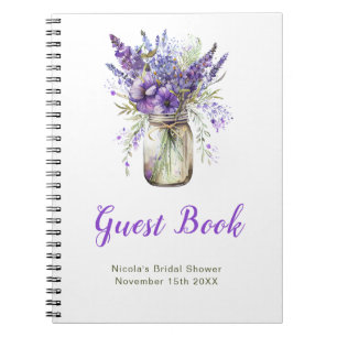 Lavendel-Mason-Glas-Brautabschieds-Party-Gästebuch Notizblock