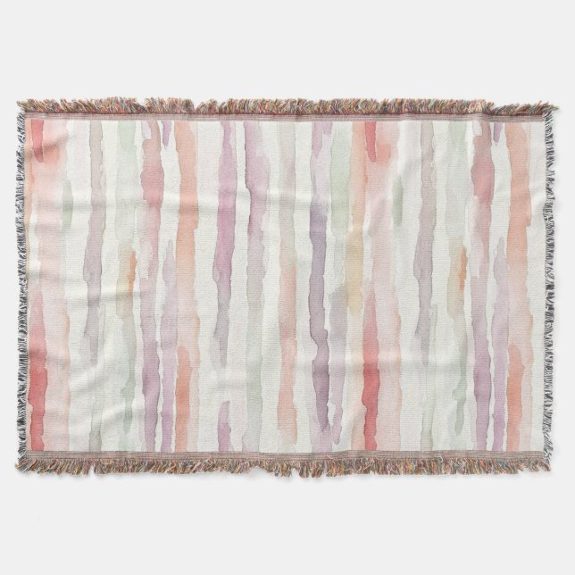 Lavendel-Melon-Rosa-Weiß-Gestreift Geburtstag Decke (Vorderseite)