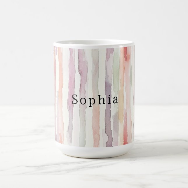 Lavendel-Melon-Rosa-Weiß-Gestreift Geburtstag Kaffeetasse (Mittel)