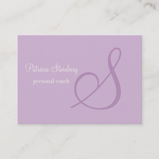 Lavendel Minimalistic Monogramm Visitenkarte (Vorderseite)