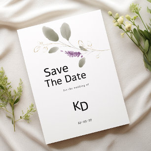 Lavendel-Minz-Gold-Aquarell-Blumen Hochzeitseinlad Einladung