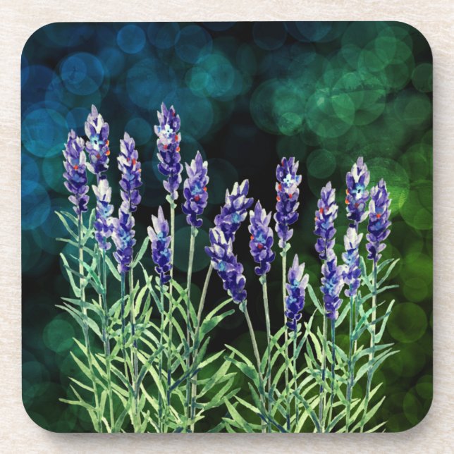 Lavendel mit Aquarellfarben bemalt Getränkeuntersetzer (Vorderseite)
