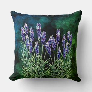 Lavendel mit Aquarellfarben bemalt Kissen