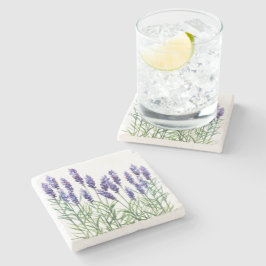 Lavendel mit Aquarellfarben bemalt Steinuntersetzer