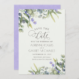 Lavendel mit Eukalyptus & Greenery Wedding Save The Date