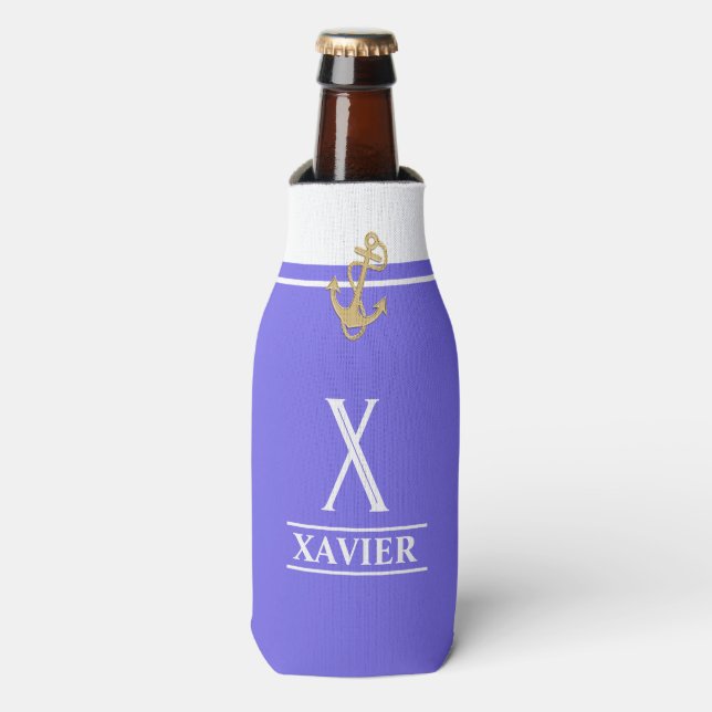 Lavendel Mit Monogramm Flasche Cooler Flaschenkühler (Flaschenvorderseite)