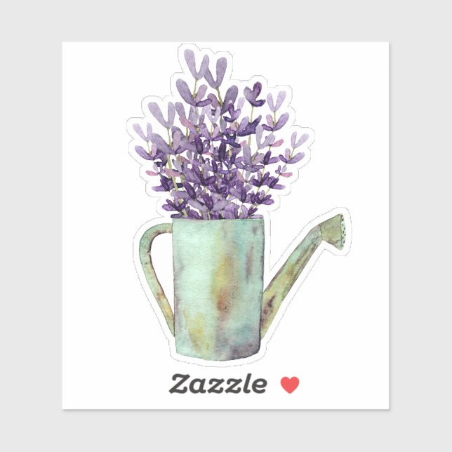 Lavendel mit rustikalem Wasserkocher Aufkleber (Blatt)