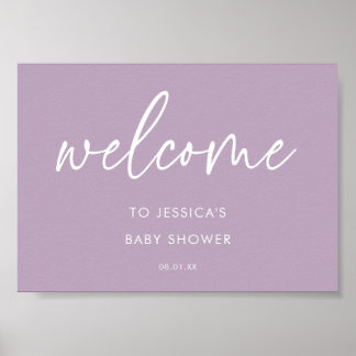 Lavendel-Moderne-Baby-Shower-Willkommensschild-Pla Poster