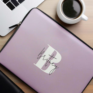 Lavendel Modernes Minimalistisches Mit Monogramm Laptopschutzhülle