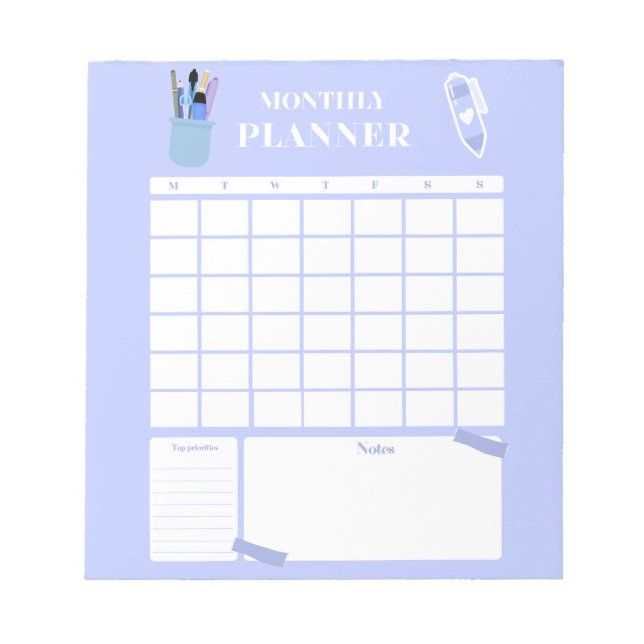 Lavendel-Monatsplaner-Layout-Kunst Notizblock (Vorderseite)
