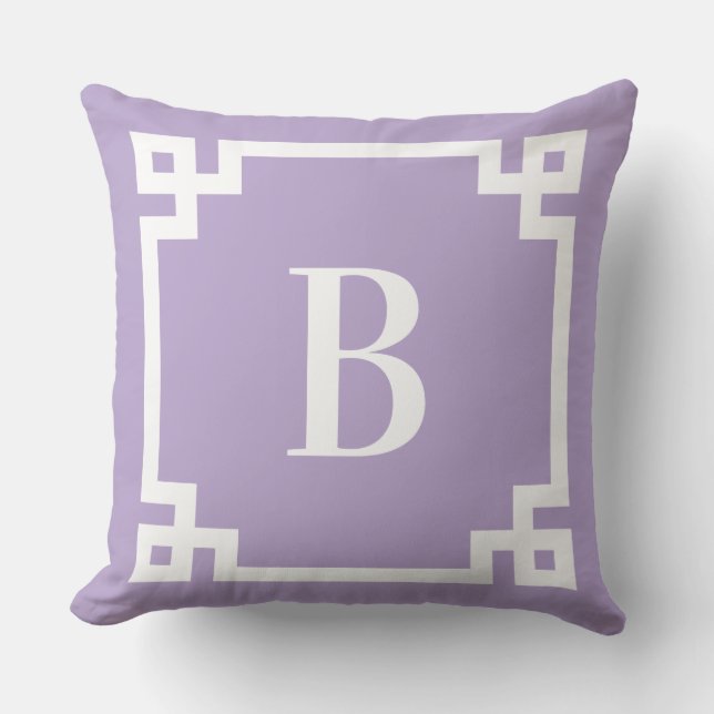 Lavendel-Monogramm für die Lila griechische Schlüs Kissen (Vorderseite)
