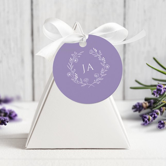 Lavendel-Monogramm-Hochzeit Geschenkanhänger (Von Creator hochgeladen)