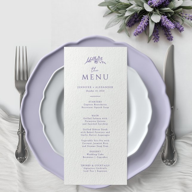 Lavendel-Monogramm-Hochzeit Menükarte (Von Creator hochgeladen)