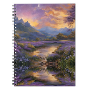 Lavendel Mountain Valley in der Morgendämmerung Notizblock
