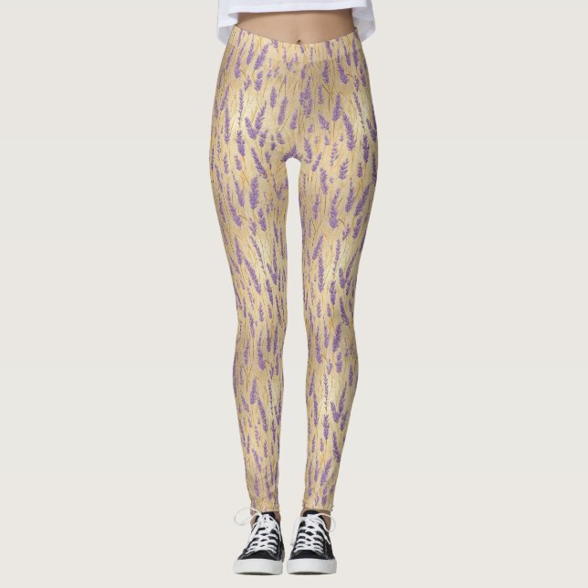 Lavendel-Muster Leggings (Vorderseite)