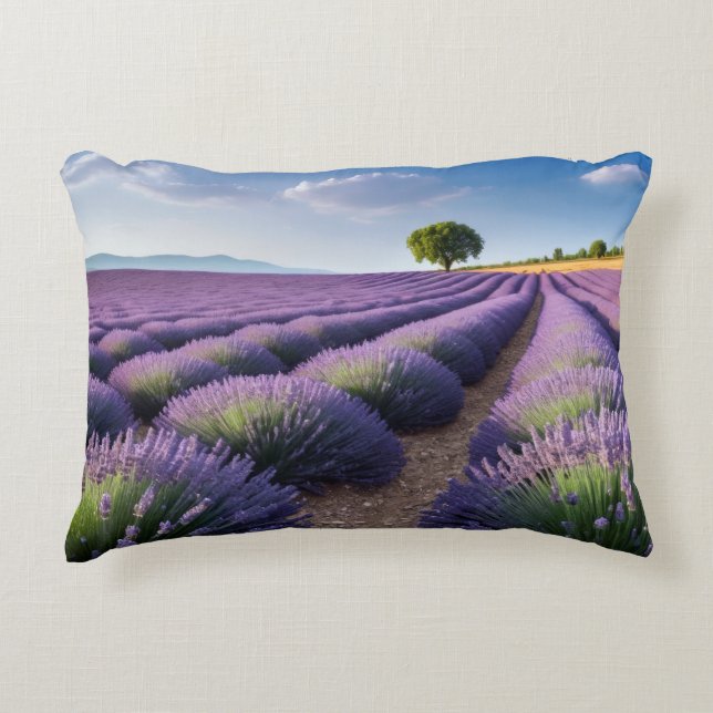 Lavendel Natur Außenwelt Landschaft Ruhe Friedlich Dekokissen (Vorderseite)