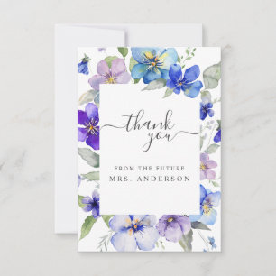 Lavendel-Navy-Floral-Violett Lila Brautparty Dankeskarte