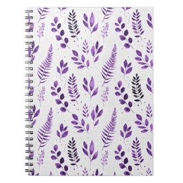 Lavendel-Nebel-Aquarell-Farne und botanische Blätt Notizblock