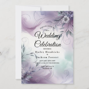 Lavendel-Nebel und Wasserfarben-Flüstern Hochzeit Einladung