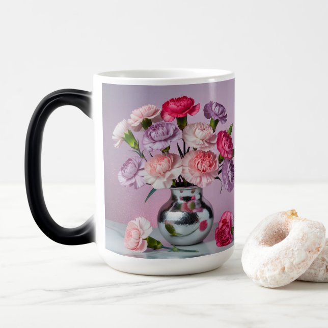 Lavendel-Nelken-Morphing-Tasse Verwandlungstasse (Mit Donut)