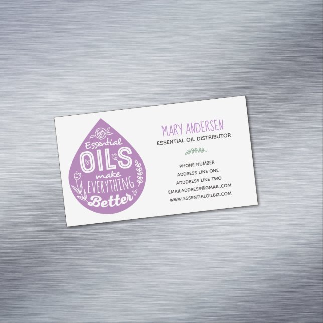 Lavendel-Öl-Tropfen-Illustration Magnetische Visitenkarte (Beispiel)