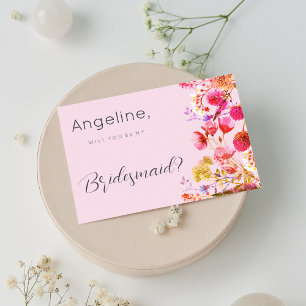 Lavendel Orange Pink Yellow Floral Bridesmaid Einladung