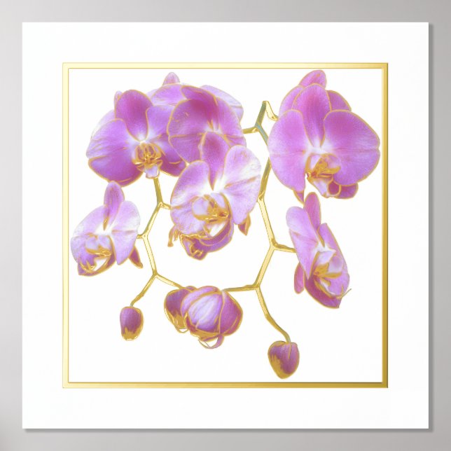 Lavendel Orchids Foil Akzente Print Poster (Vorderseite)