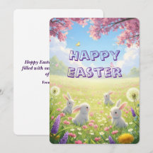 Lavendel Ostern Süßer Weißer Hase Floral Frühling