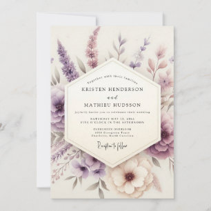 Lavendel Pastell Wildblumen-Hochzeit Einladung