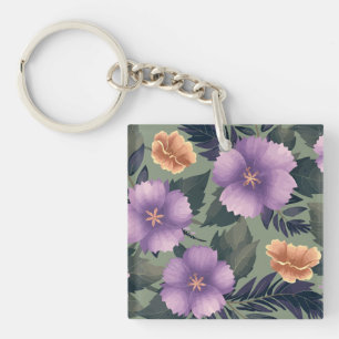 Lavendel & Peach Blume über den Hintergrund von Ol Schlüsselanhänger