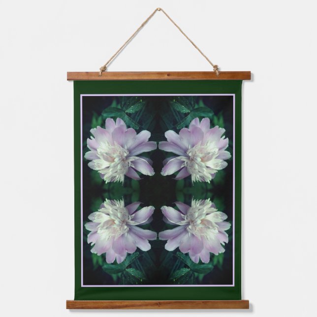 Lavendel Peony Blume in Bloom Abstrakt Wandteppich Mit Holzrahmen (Vorderseite)