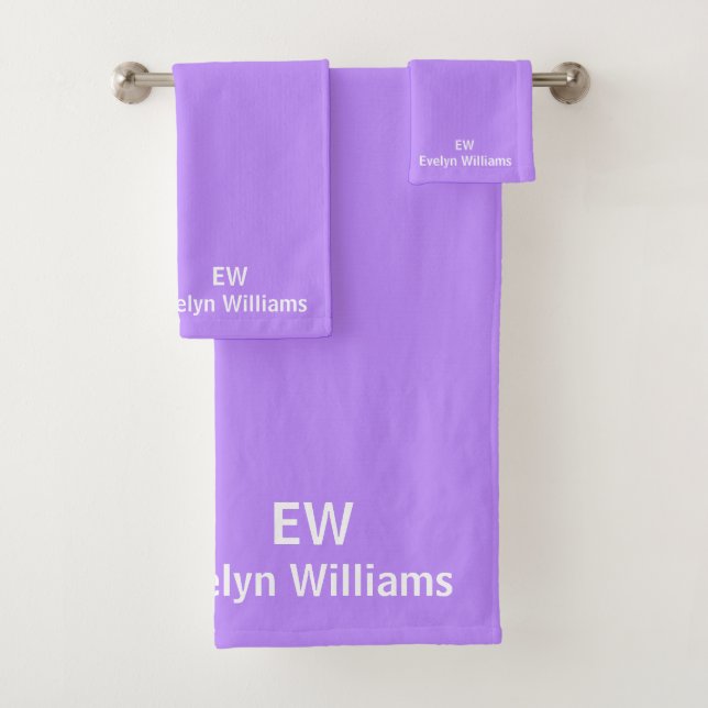 Lavendel Personalisiert Name Handtuch Badhandtuch Set (Insitu)
