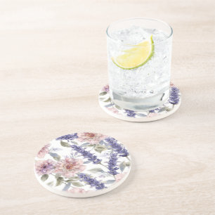 Lavendel-Pfingstrose-Wasserfarben-Blumengarten  Getränkeuntersetzer