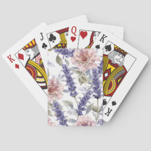 Lavendel-Pfingstrose-Wasserfarben-Blumengarten Spielkarten