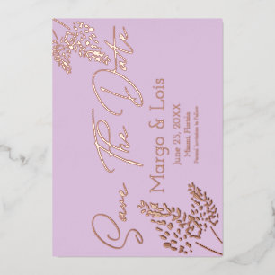 Lavendel-Pflanze Save-the-Date-Karten geprägt   Folieneinladung