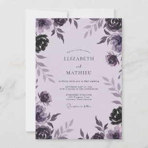 Lavendel-Pflaume-Wildblumen-Hochzeit Einladung