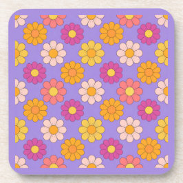 Lavendel Pink Gelbe Groovy Blume Untersetzer