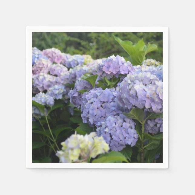 Lavendel & Pink Hortensia Hydrangea Blume Serviette (Vorderseite)
