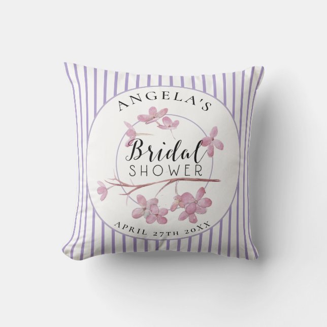 Lavendel Pink Lilac Stripes Brautparty Kissen (Vorderseite)