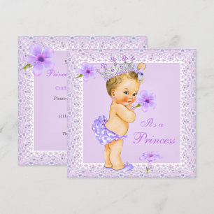 Lavendel-Prinzessin-Baby-Shower-Blond-Baby-Shower Einladung